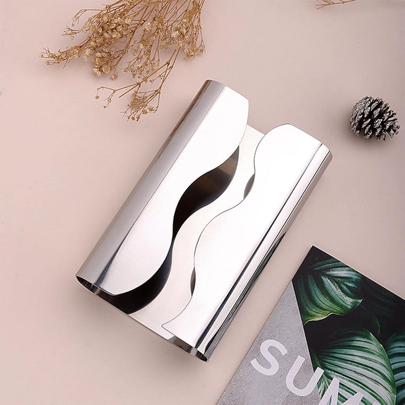 صندوق المناديل الحديث من الفولاذ المقاوم للصدأ المنحني متوافق مع أحجام متعددة منظم للمطبخ والمكتب - Image 4